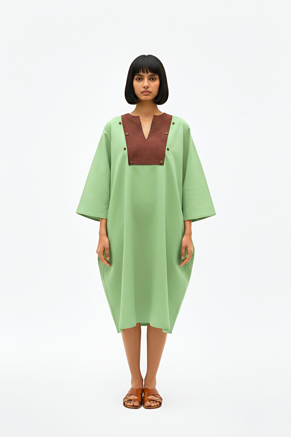 Asparagus Green-Tuscan Red Midi Dress