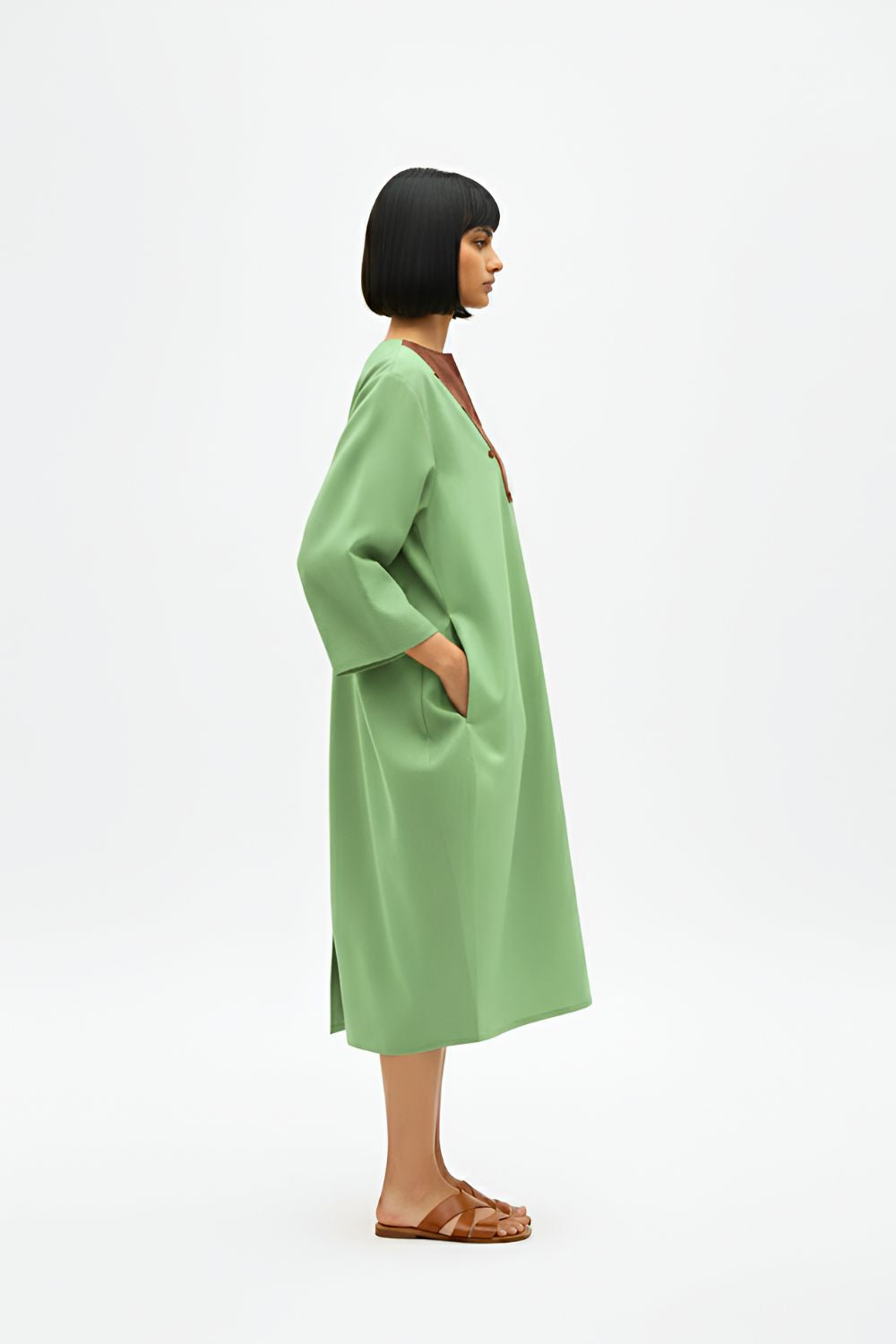 Asparagus Green-Tuscan Red Midi Dress