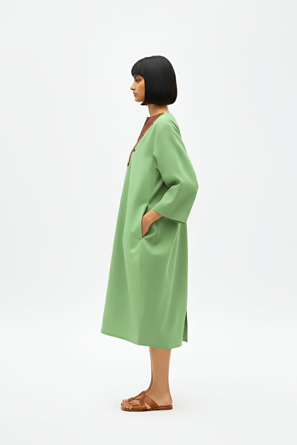 Asparagus Green-Tuscan Red Midi Dress