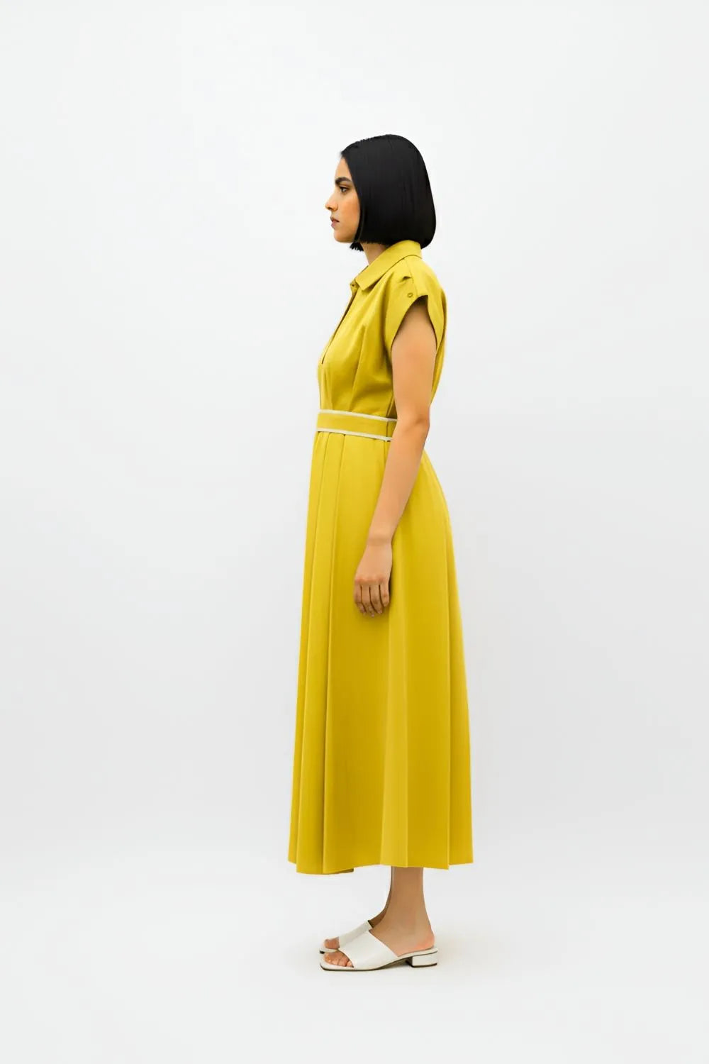 Mango Yellow-Ivory Skater Dress