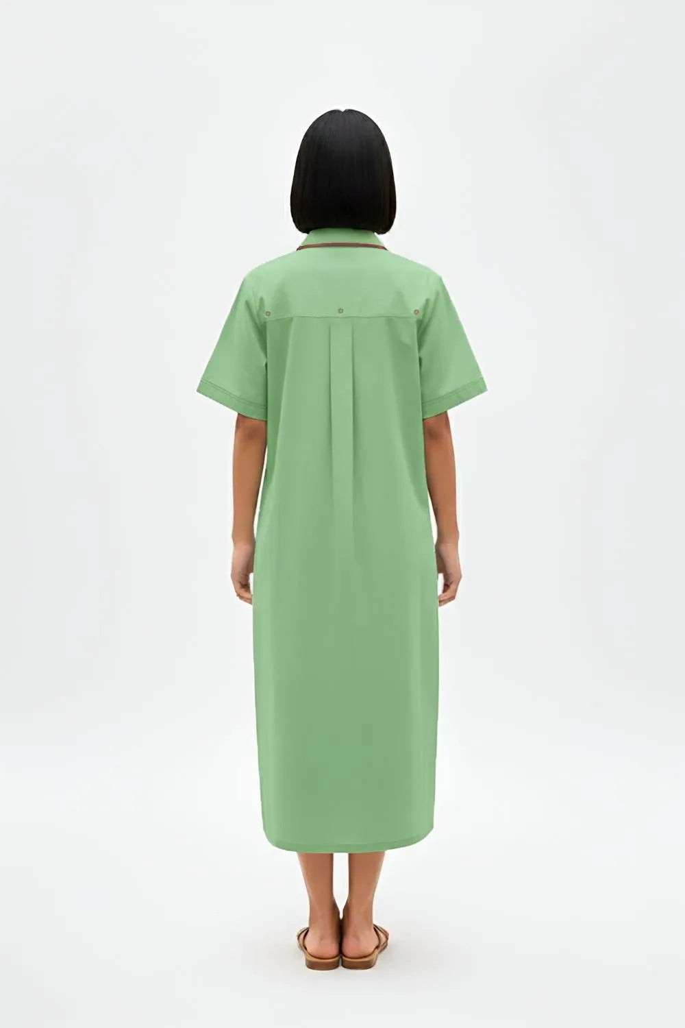 Asparagus Green-Tuscan Red Shirt Dress