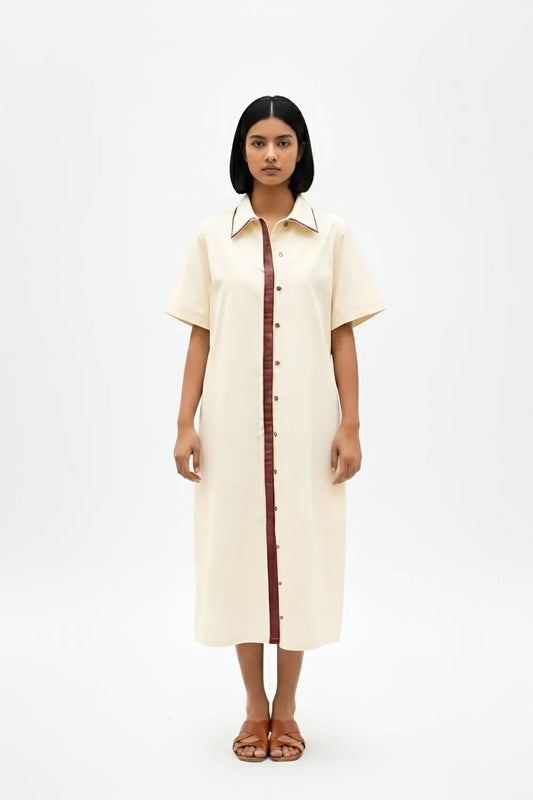 Ivory-Tuscan Red Shirt Dress