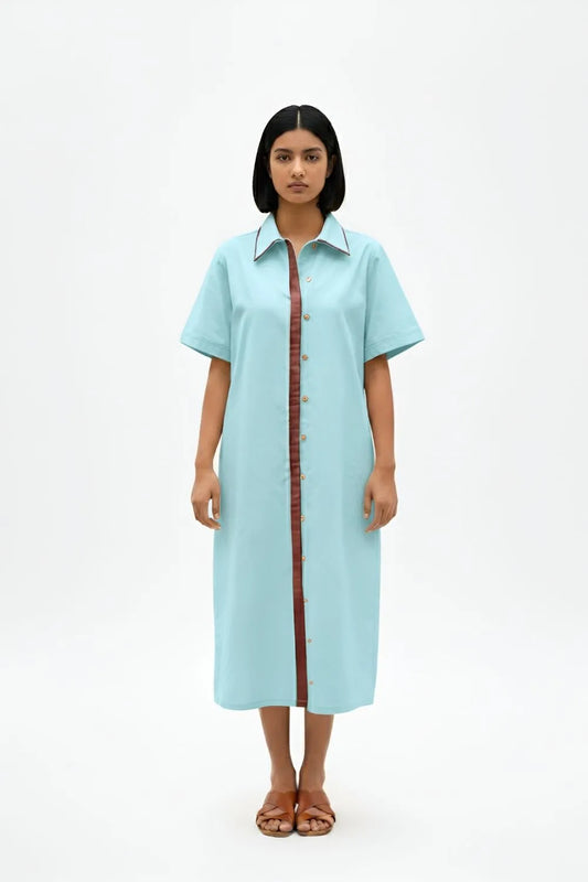 Tiffany Blue-Tuscan Red Shirt Dress