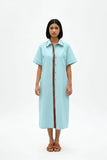 Tiffany Blue-Tuscan Red Shirt Dress
