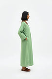 Asparagus Green-Tuscan Red Beaded Collar Maxi Dress