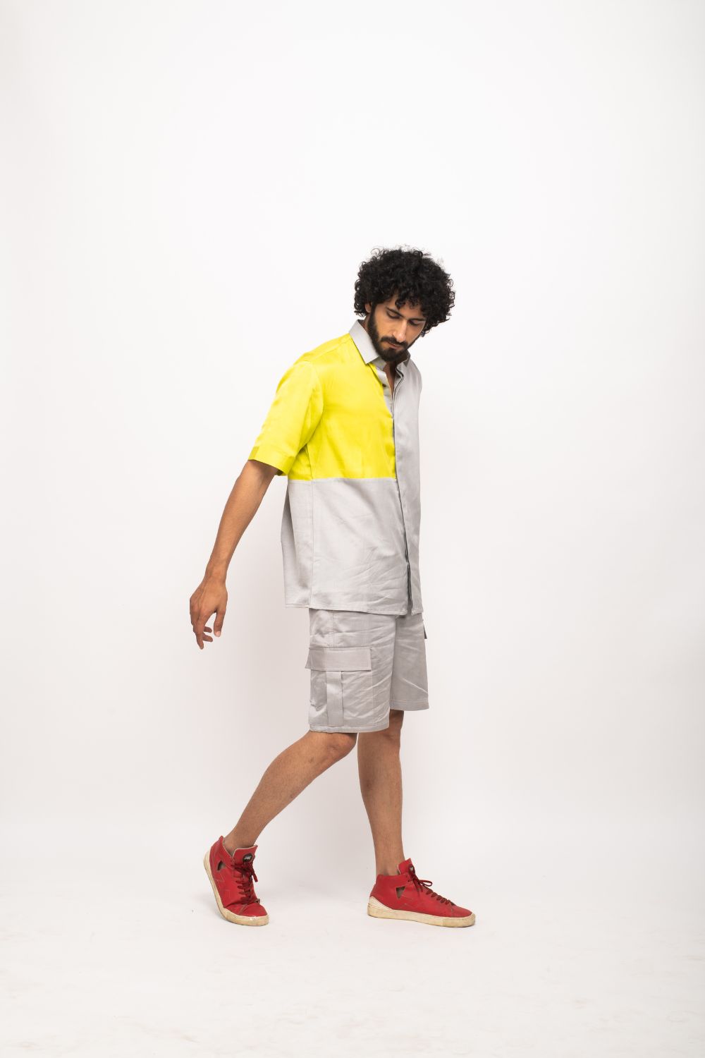 Grey-Neon Colorblocked Co-ord Set