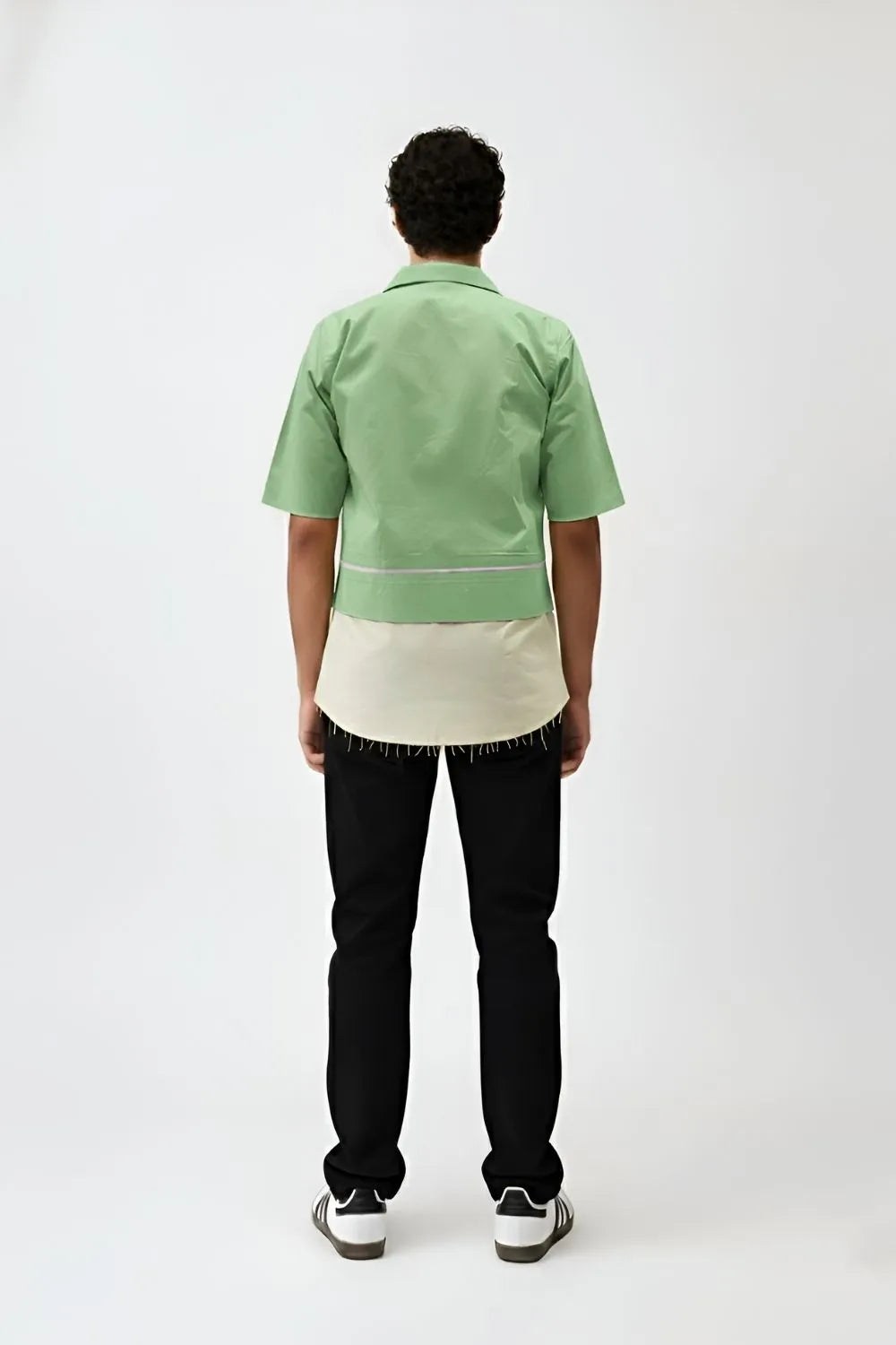 Asparagus Green-Ivory Pintuck Shirt