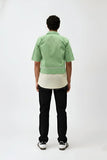 Asparagus Green-Ivory Pintuck Shirt