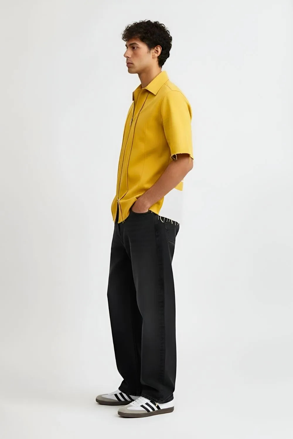 Mango Yellow-Ivory Pintuck Shirt