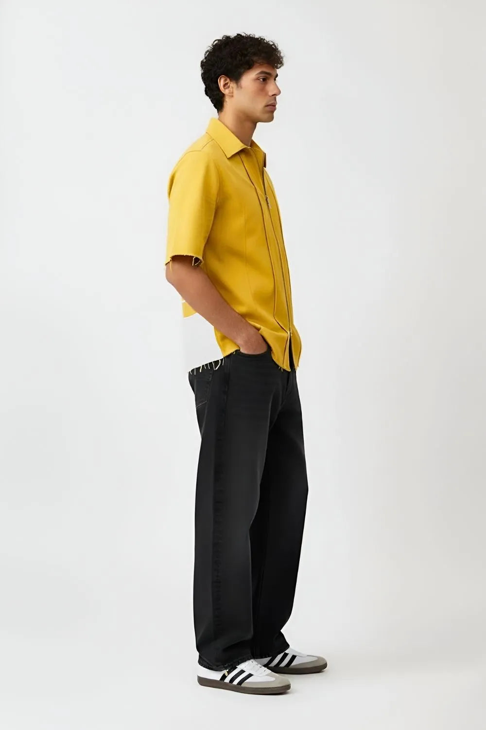 Mango Yellow-Ivory Pintuck Shirt