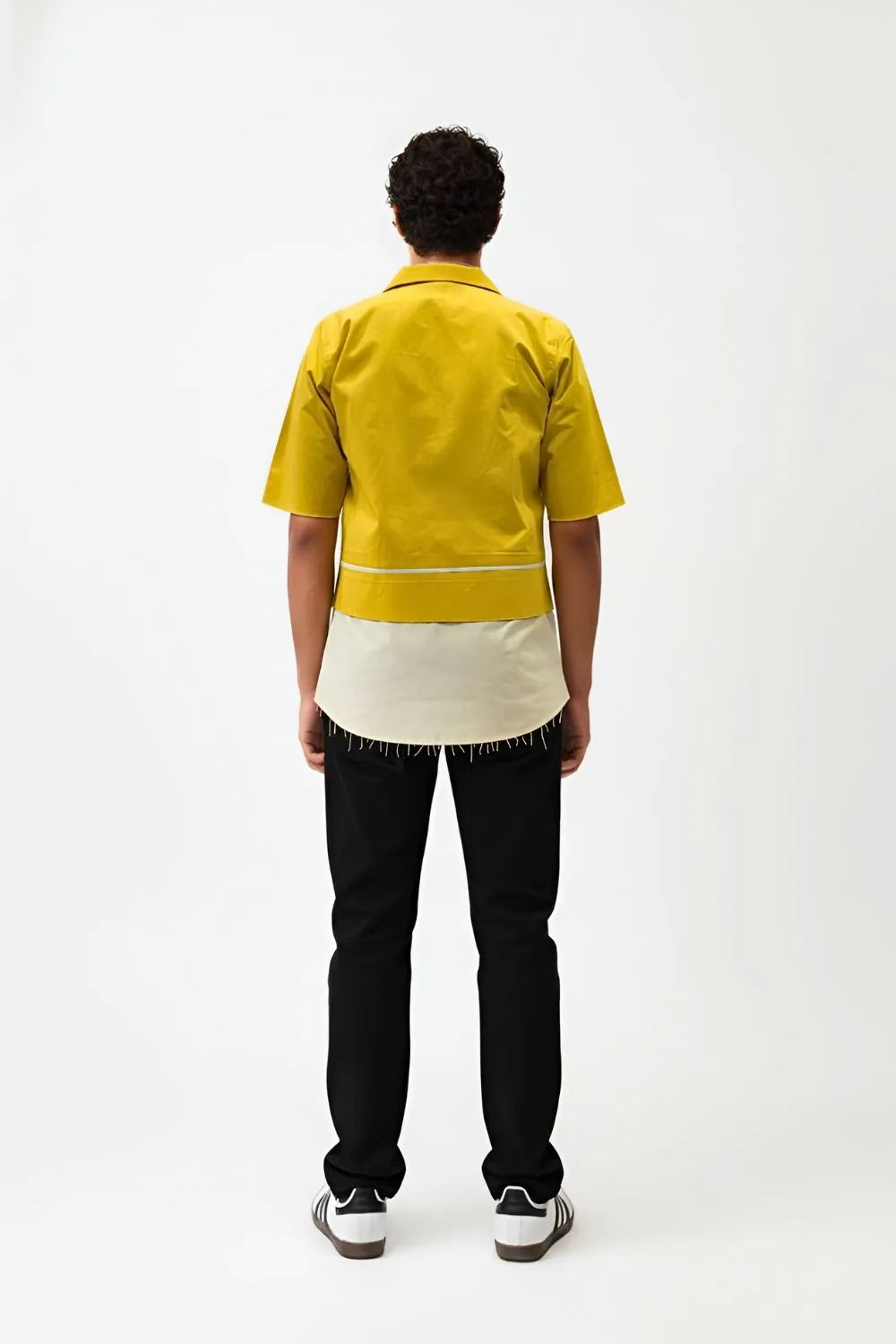 Mango Yellow-Ivory Pintuck Shirt