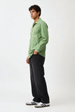 Asparagus Green-Ivory Flap Shirt
