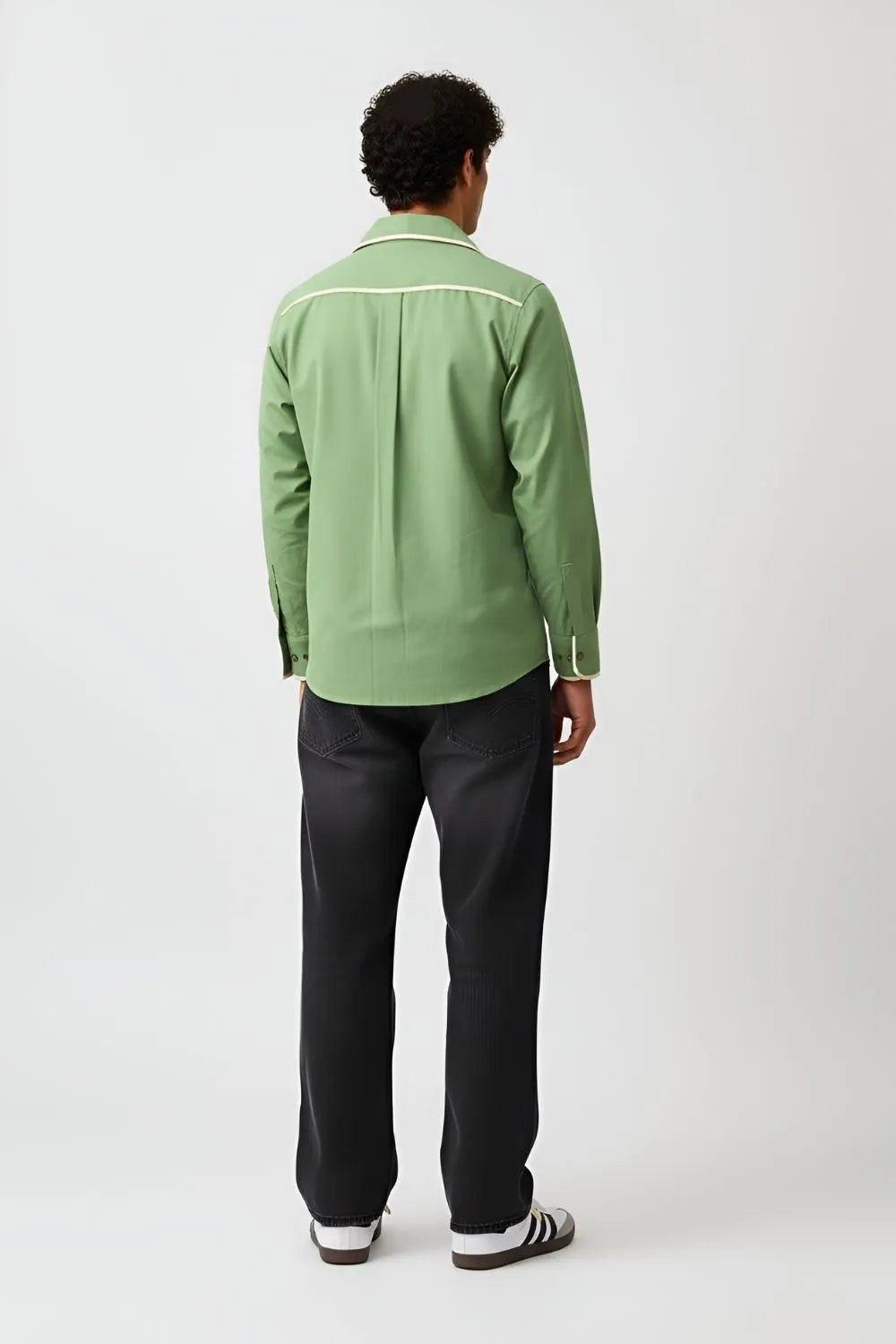 Asparagus Green-Ivory Flap Shirt