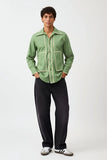 Asparagus Green-Ivory Flap Shirt