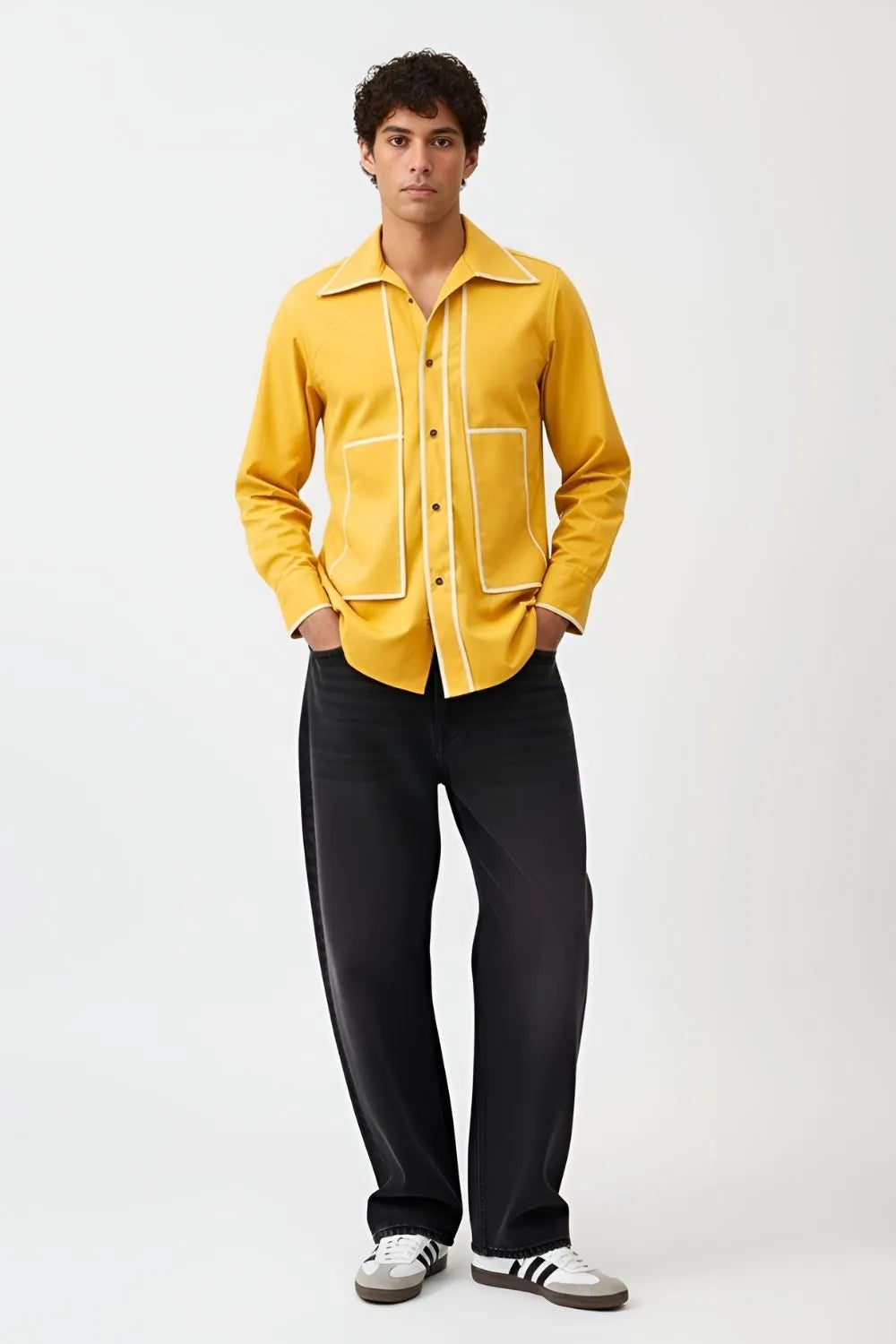 Mango Yellow-Ivory Flap Shirt