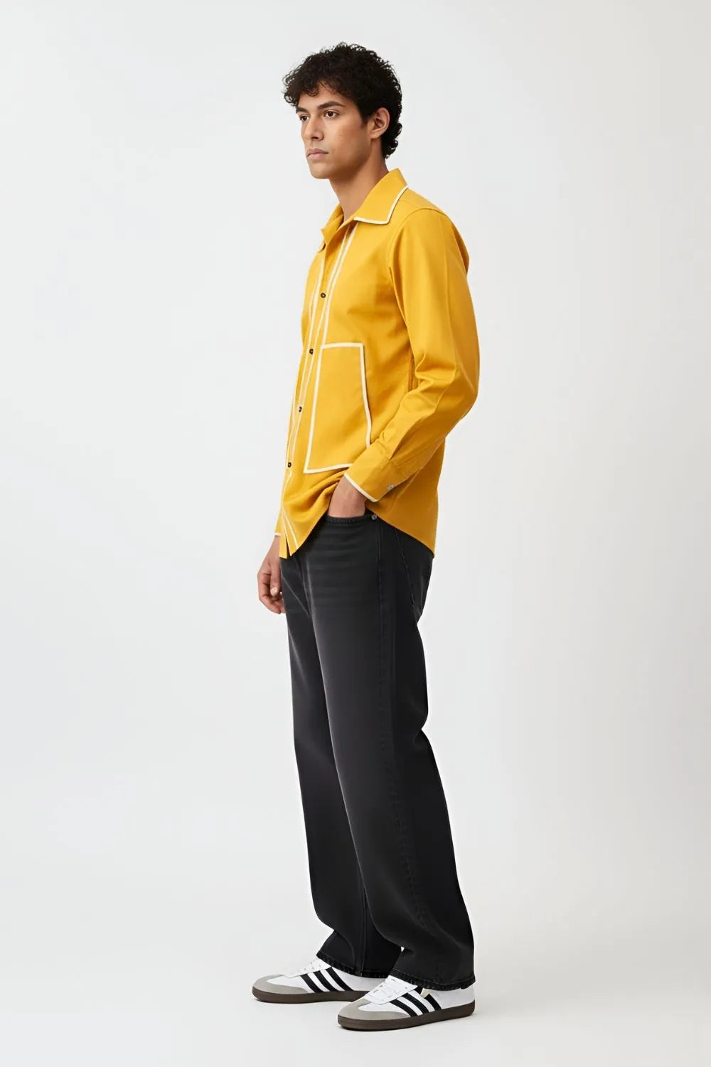 Mango Yellow-Ivory Flap Shirt