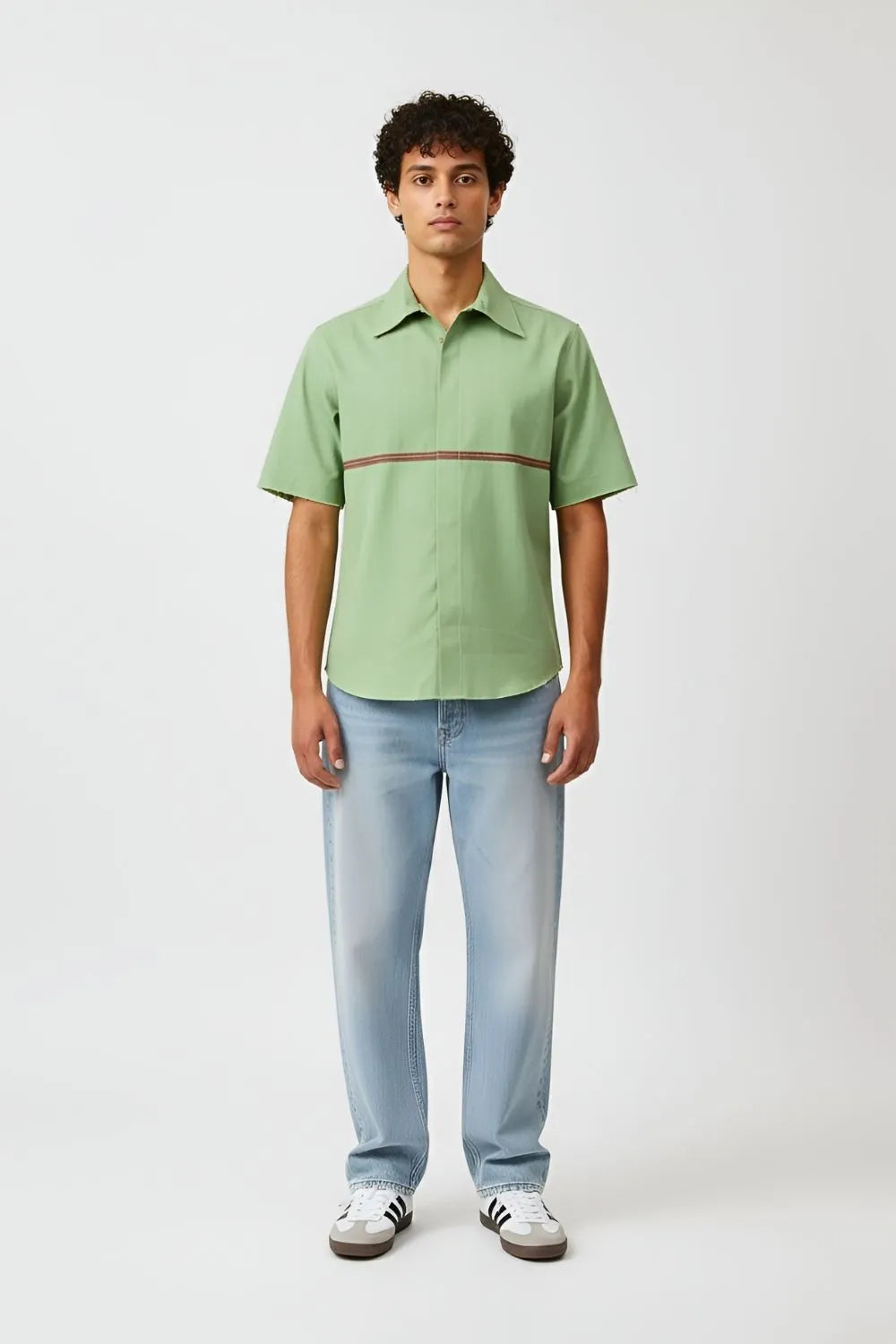Asparagus Green-Tuscan Red Stripe Shirt