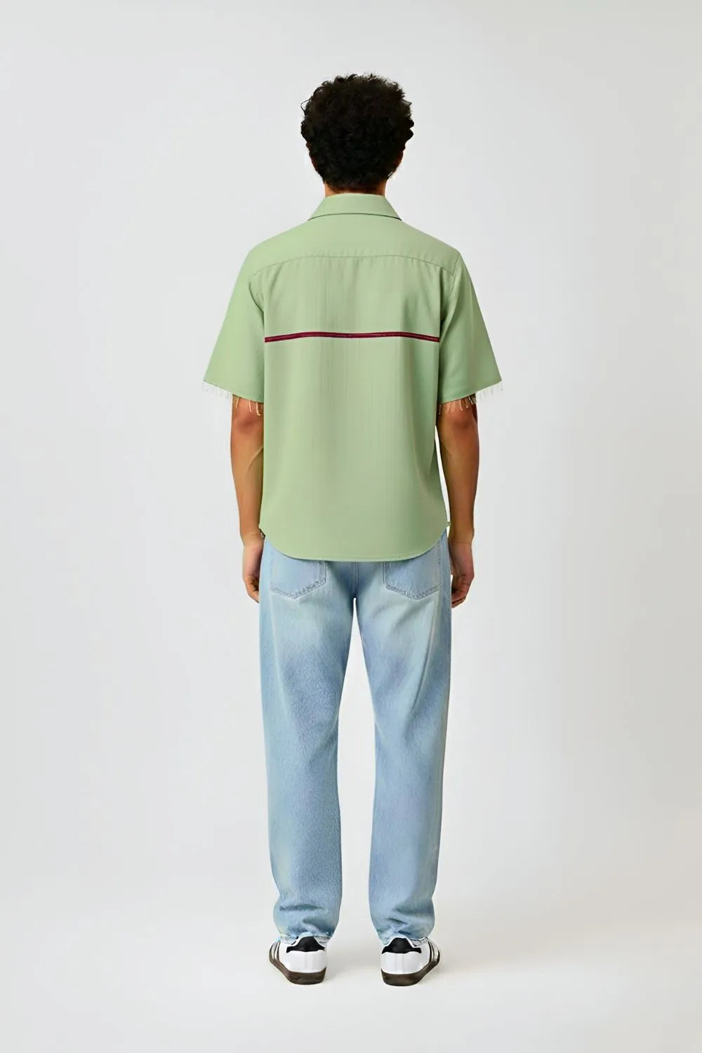 Asparagus Green-Tuscan Red Stripe Shirt