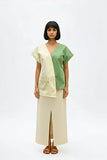 Ivory-Asparagus Green Skirt Set